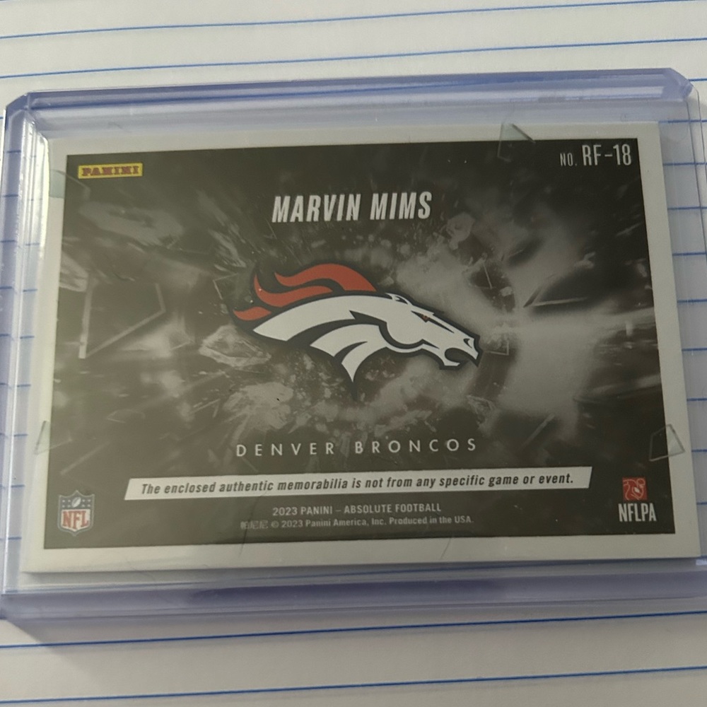 Marvin Mims, 2023 Panini patch rookie card